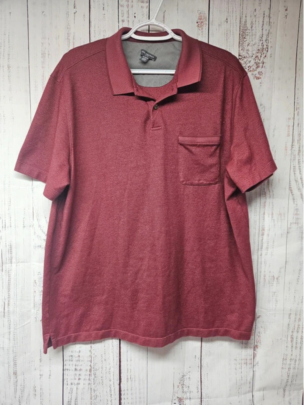 Van Heusen Flex Mens XL Burgundy Polo Shirt Short Sleeve Pocket Stretch Golf